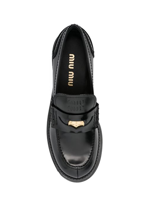 Black Leather Penny Loafers MIU MIU | 5D276EF-050055F0002